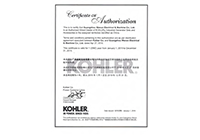 OEM Certificate of KOHLER